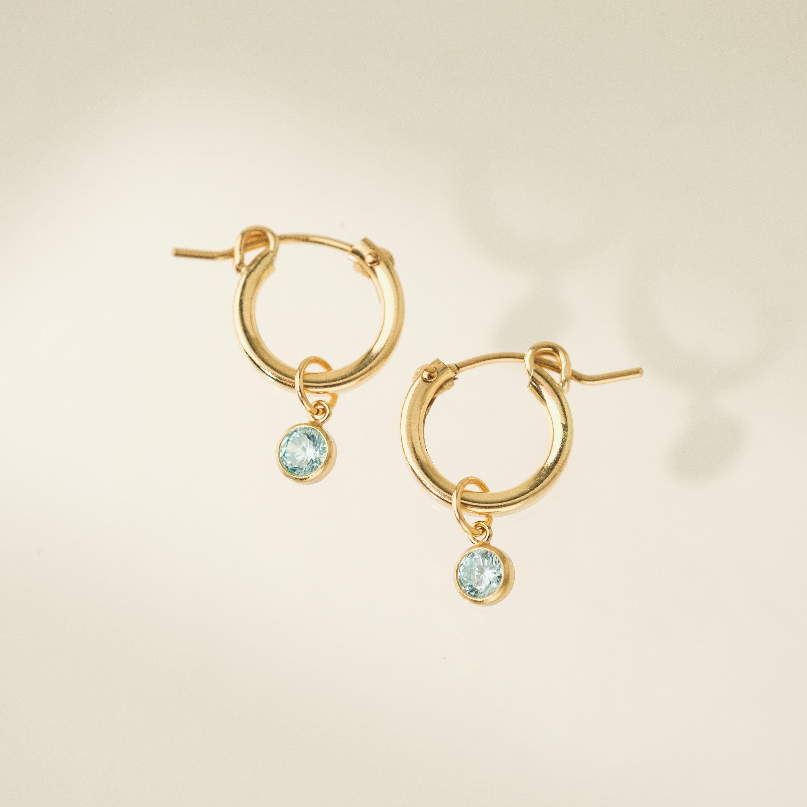 March Birthstone Gold Filled Hoop Earrings for Women - Aquamarine Jewelry Gift for Birthday, Anniversary & Everyday Wear - Dainty & Elegant Style for Casual & Formal Occasions