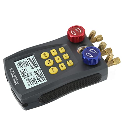 HVAC Manifold Gauge Set - Digital AC Manifold Gauge with High Accuracy Vacuum Pressure & Temperature Measurement for Air Conditioning Systems | Professional HVAC Diagnostic Tool for Refrigerant Leak Detection & HVAC Maintenance