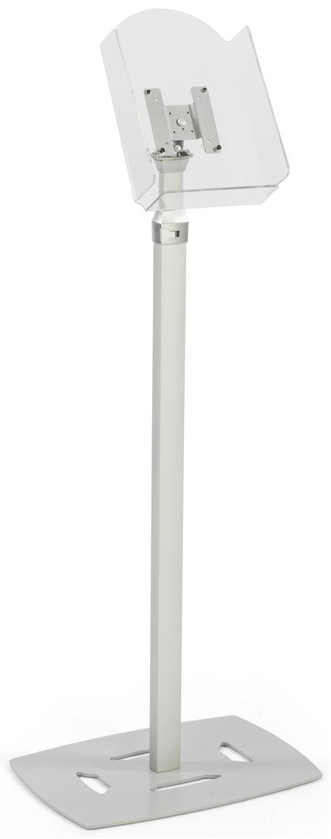 Adjustable Silver Literature Floor Stand - 8.5 x 11 Inch Magazine & Catalog Holder - Height Adjustable Kiosk Display for Bookstores, Libraries, and Office Reception Areas