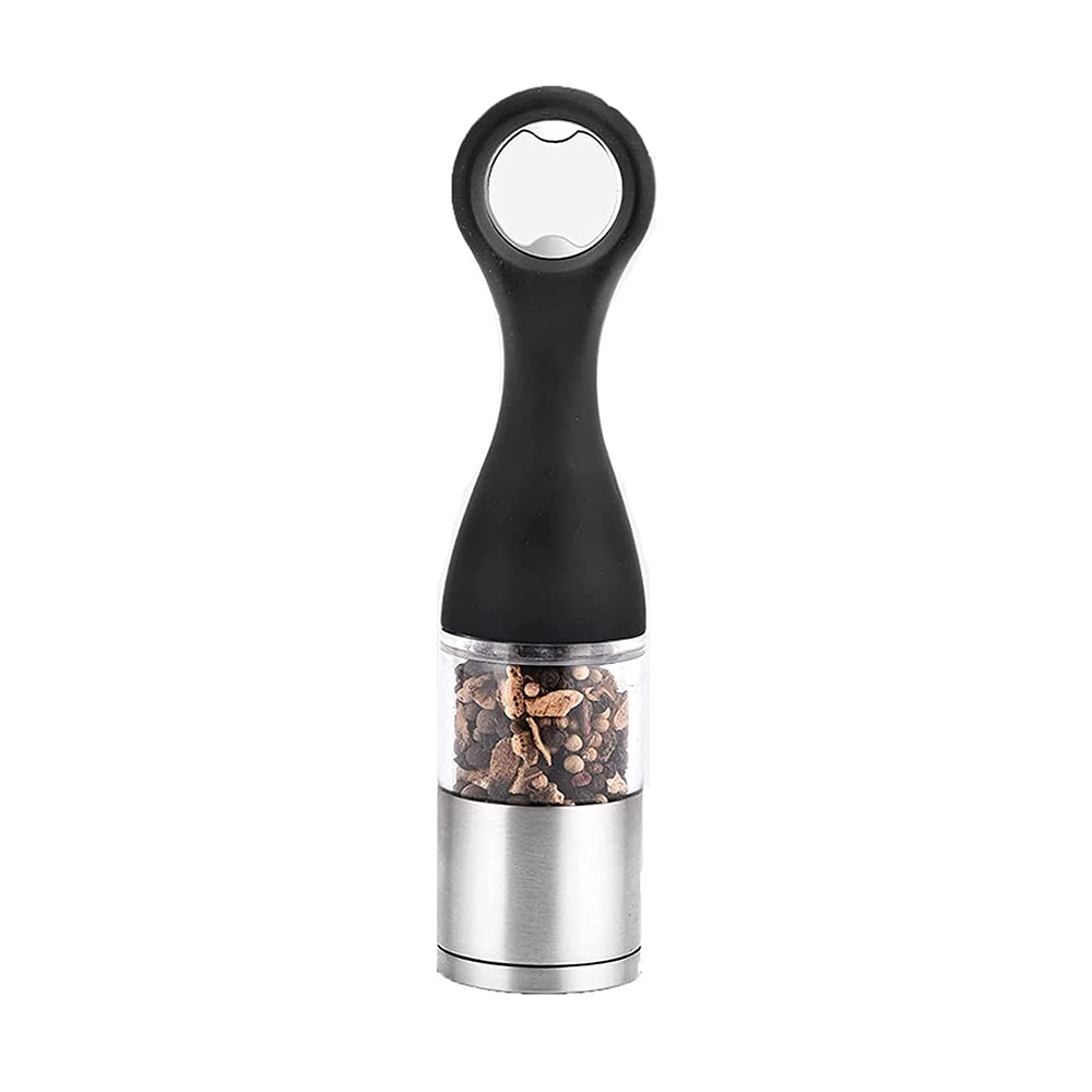 Premium Stainless Steel & Glass Salt and Pepper Grinder Set - Adjustable Coarseness, Refillable Spice Mill with Openable Cap - Perfect for Pepper, Sea Salt, Cumin & Seasonings (2-Piece Set) - Ideal for Kitchen, Dining Table & Outdoor BBQ