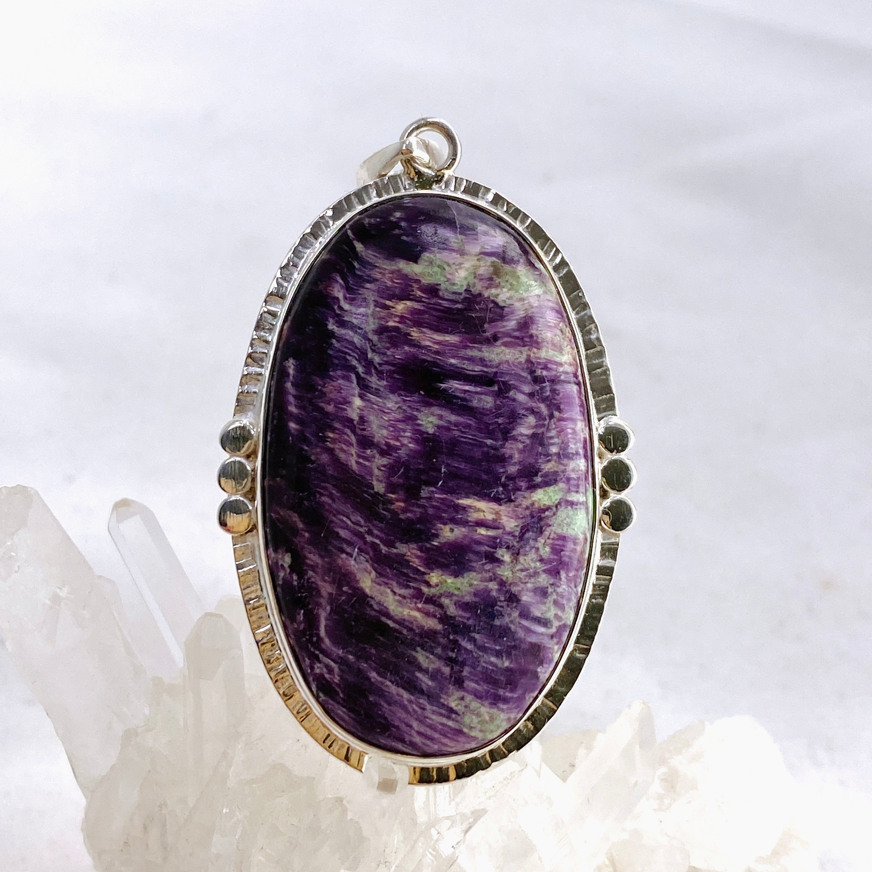 Kammererite Oval Cabochon Pendant in Sterling Silver Setting - KPGJ4748 | Handmade Gemstone Jewelry for Women, Gift for Her, Birthday & Anniversary Present
