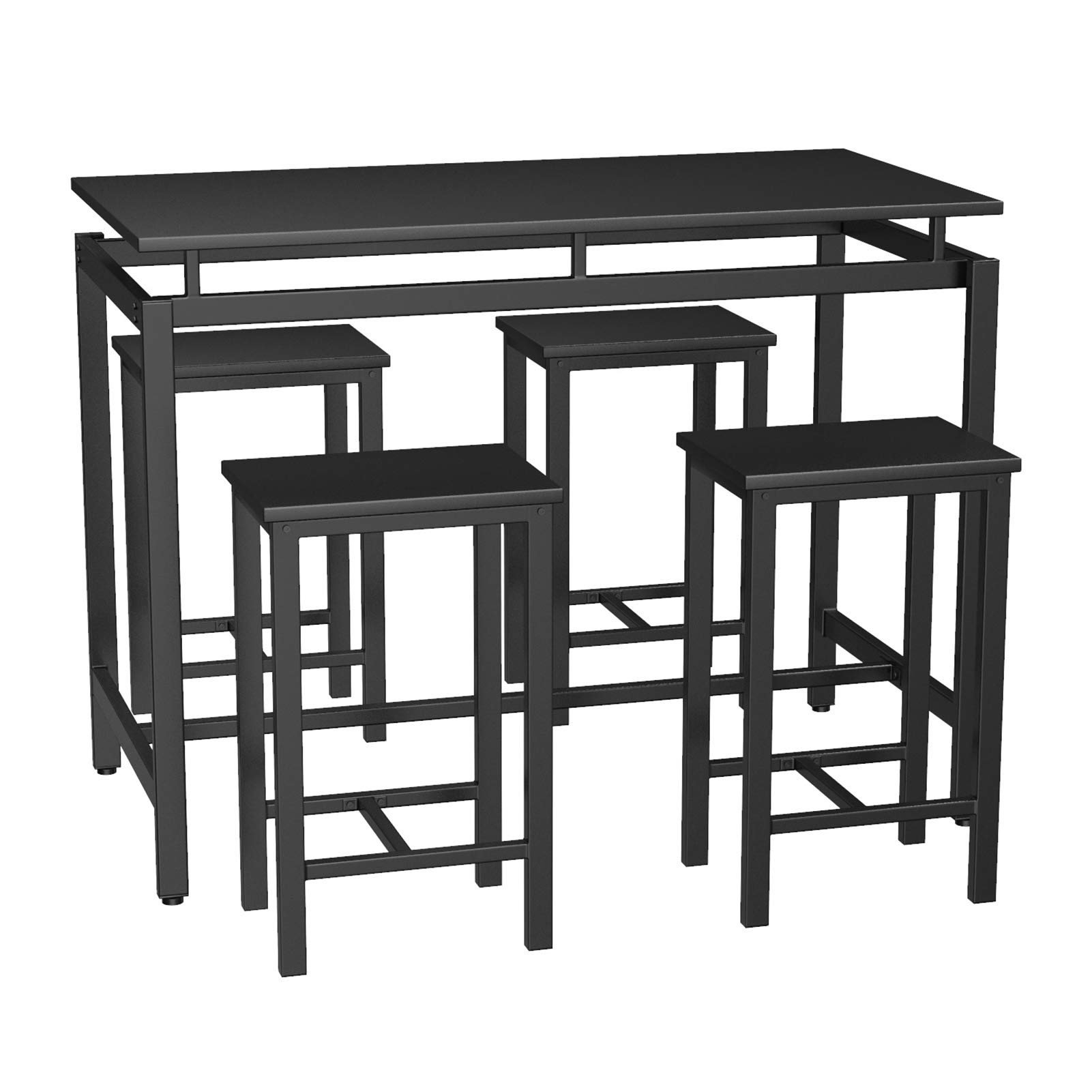 FLSOAY 3-Piece Black Dining Table Set with 2 Benches - Modern Kitchen & Cafeteria Furniture for Small Spaces | Perfect for Breakfast Nook, Apartment Dining, and Restaurant Seating