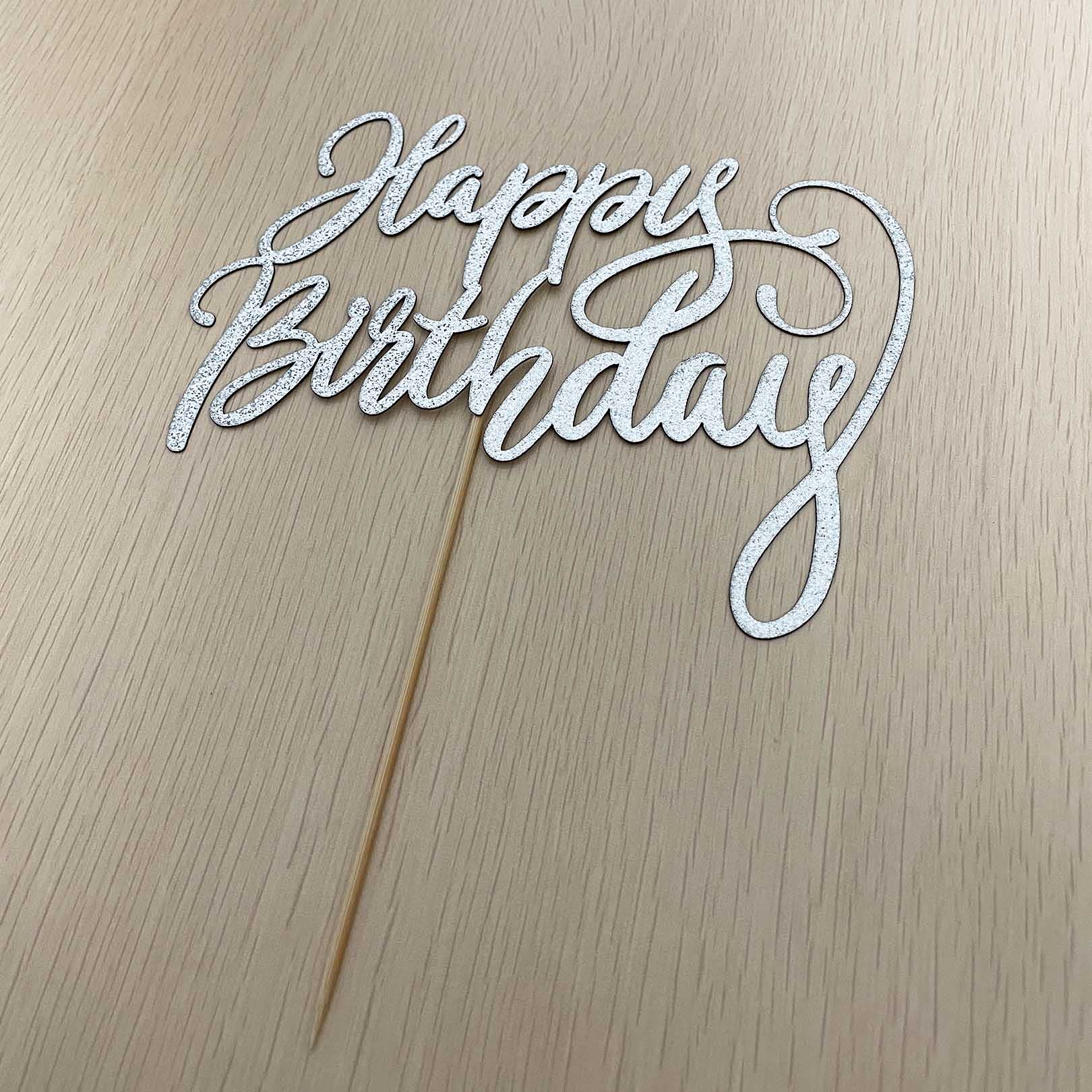 Happy Birthday Cake Topper - Double Sided Silver Glitter for Birthday Party Decorations | Perfect for Wedding, Baby Shower & Anniversary Celebrations