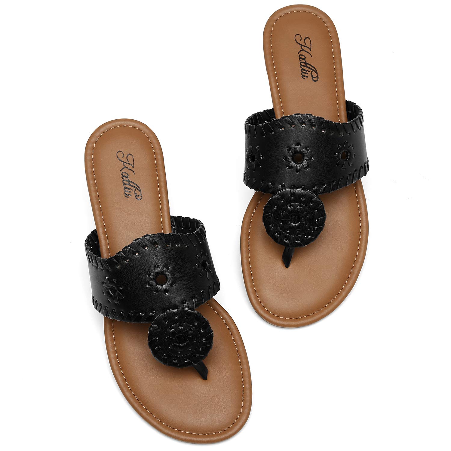 Katliu Women's Flat Sandals - Comfortable Flip Flop Sandals for Beach, Pool & Summer Outfits | Dressy Thong Sandals for Casual Wear & Vacation
