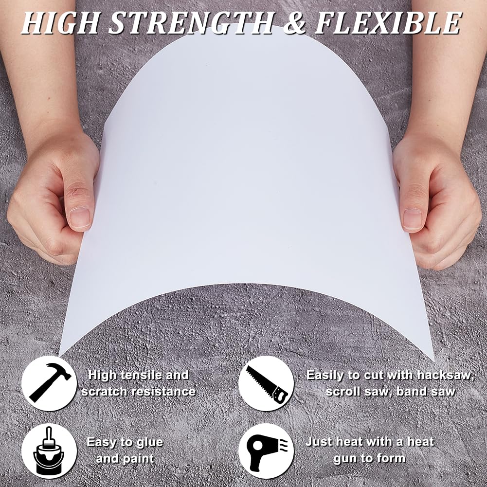 OLYCRAFT 2-Pack White ABS Plastic Sheets 11.8x7.9 Inches, 2mm Thick - Durable Hard Plastic Plates for Architectural Models, Sand Tables & DIY Building Projects - Perfect for Crafting, Prototyping and School Projects