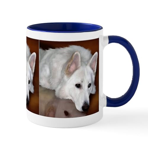 White/Navy Inside - White German Shepherd Dog Mug
