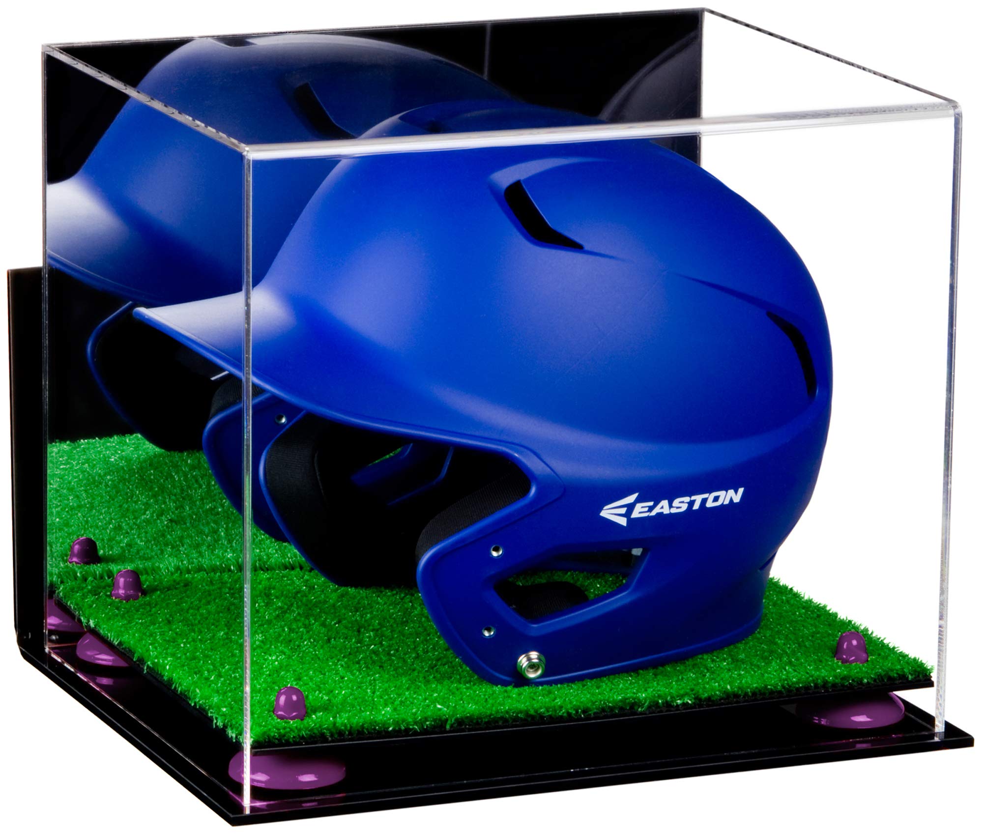 Versatile Acrylic Display Case - Medium Rectangle Box with Mirror & Wall Mount | 12.25x10x10.5 Inches | Purple Risers & Turf Base (V22) | Perfect for Collectibles, Jewelry & Retail Displays