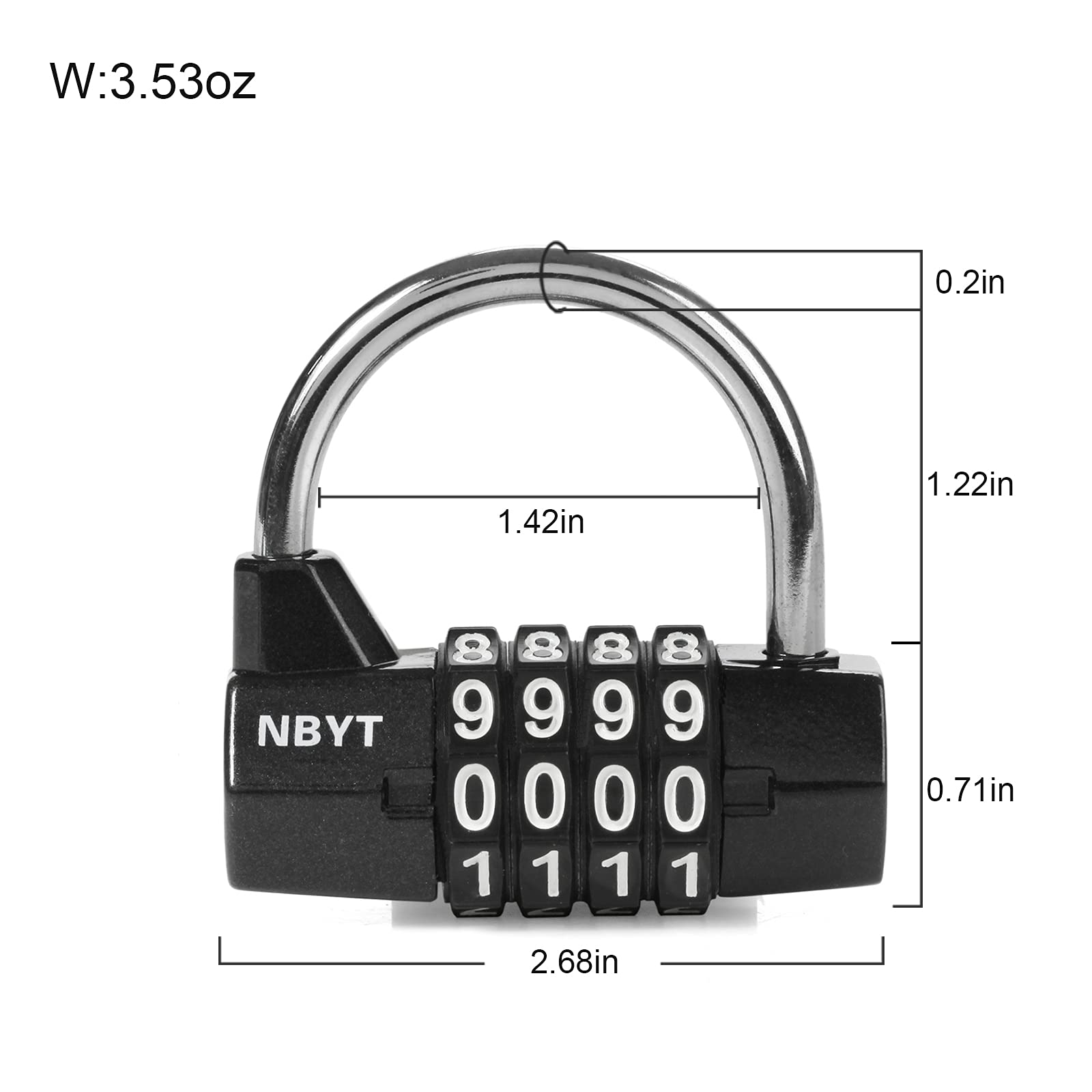4-Digit Combination Lock for Gym Locker - Secure School Sports Locker, Fence, Toolbox & Storage Case - Heavy Duty Black Padlock for Home, Travel & Outdoor Use
