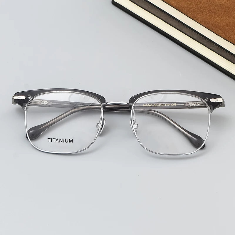 Stylish Unisex Black Titanium Acetate Square Full Rim Eyeglasses M2049 - Perfect for Work, Reading & Fashion Accessories