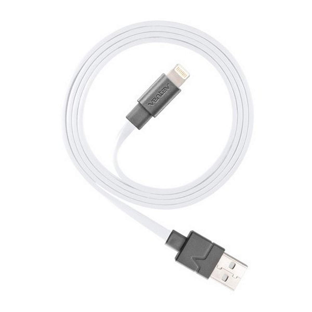 Ventev 515657 6ft Lightning to USB Charging Cable - Fast Sync & Charge for iPhone - White | Perfect for Home, Office & Travel Use