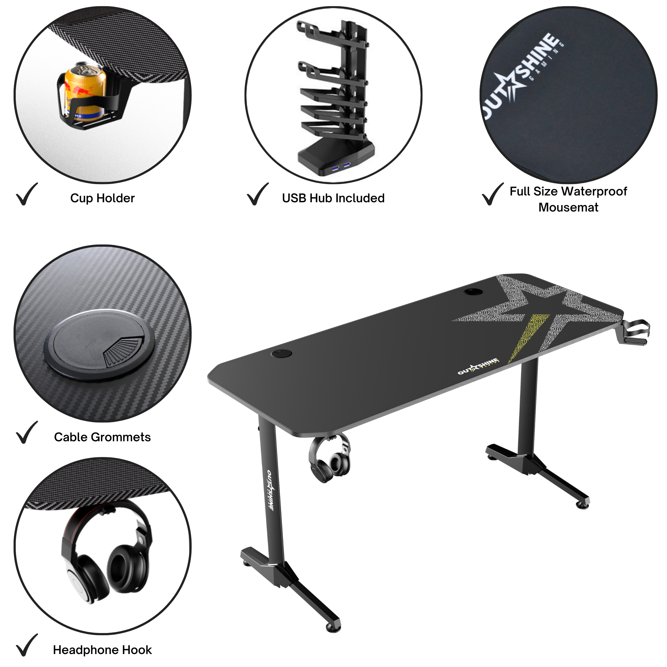 Fortitude 140cm Wide Gaming Desk - Ergonomic Computer Desk for PC & Console Gamers - Perfect for Home Office, Streaming & Esports Setup