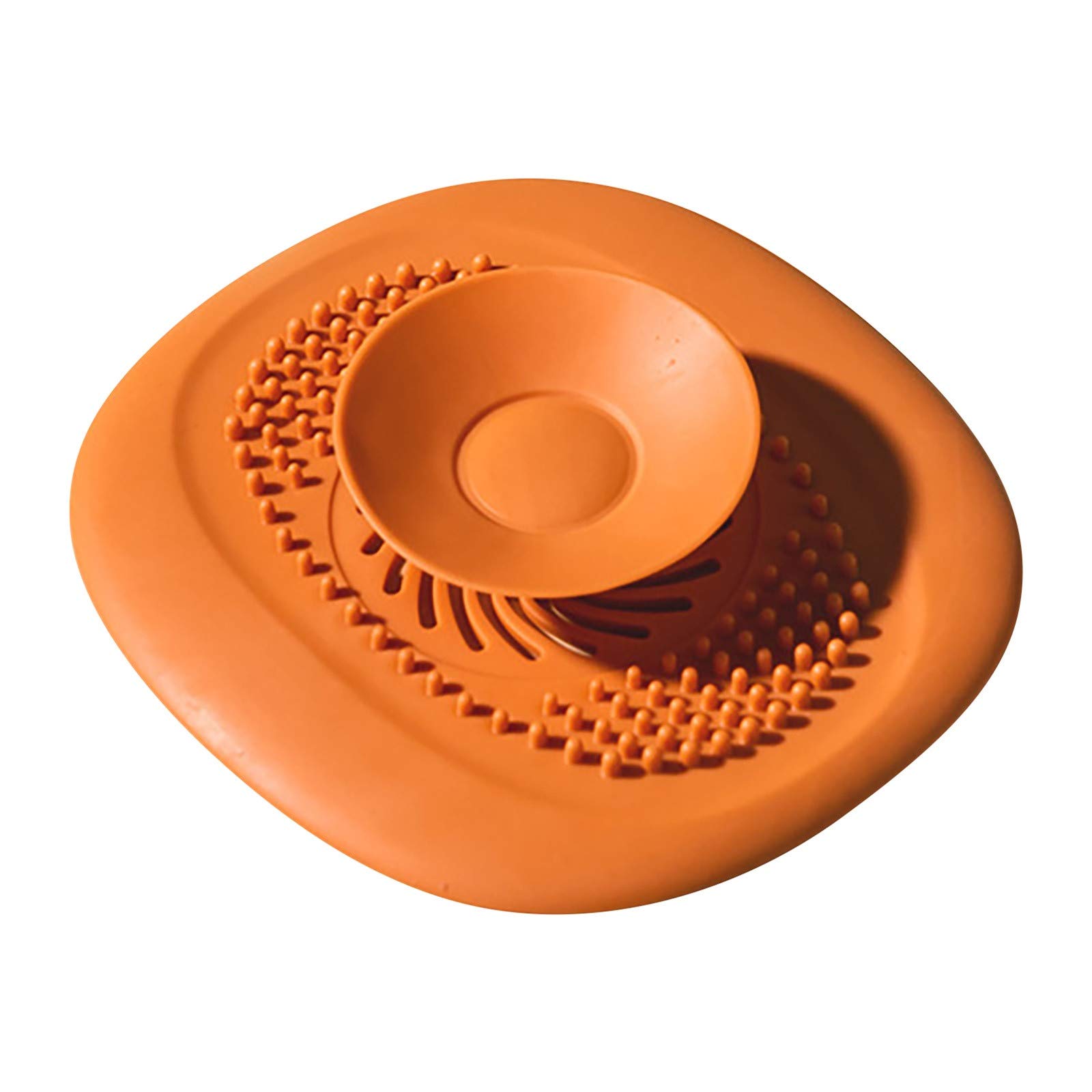 Silicone Sink Strainer - 1 Pack Kitchen Sink Drain Protector, Anti-Clogging Strainer for Bathroom & Kitchen, Durable Home Cleaning Tool (Orange, One Size) - Perfect for Food Scraps, Hair & Debris Protection