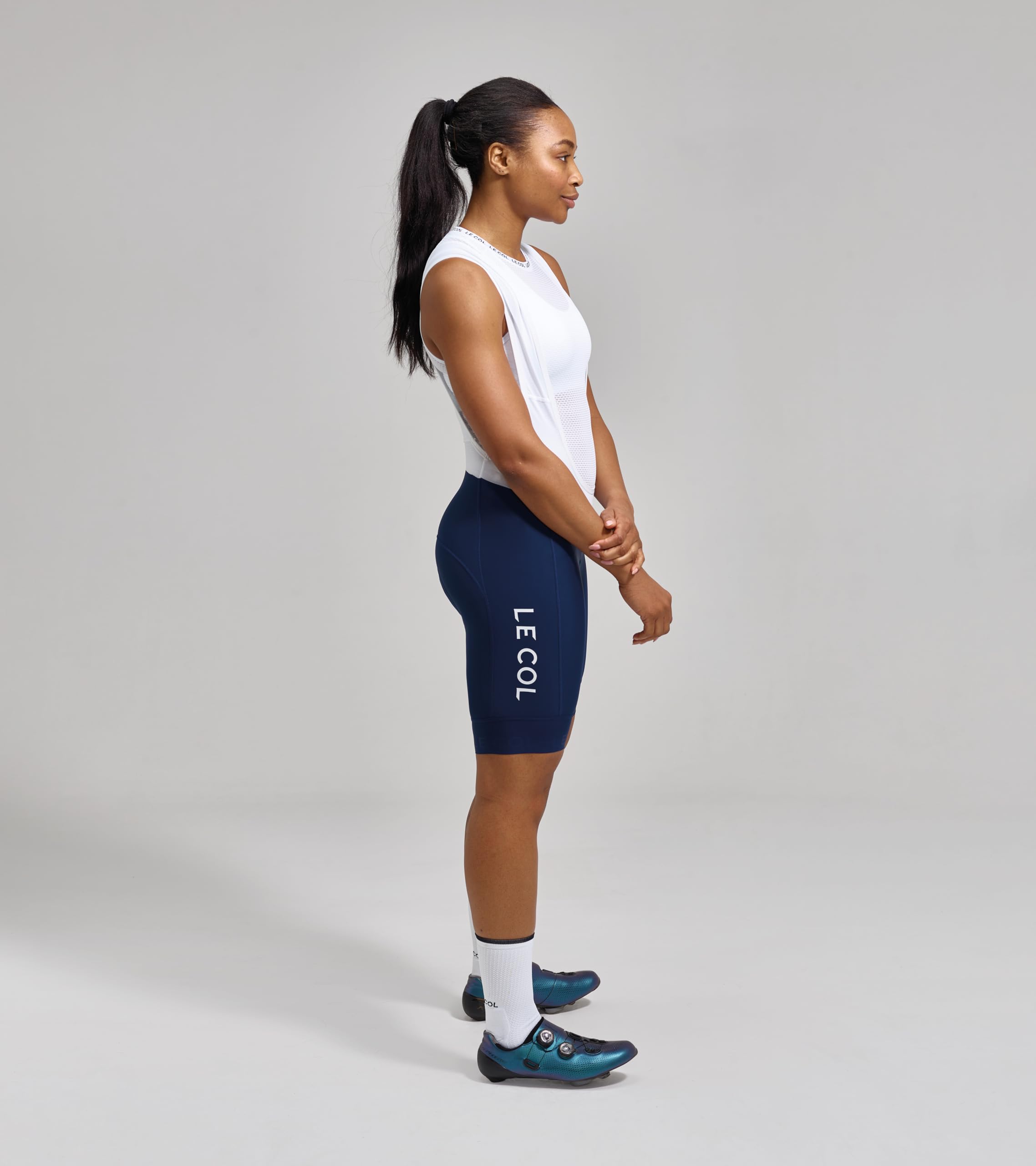 Women's Pro Bib Shorts II - Padded Chamois Cycling Shorts with Lightweight Breathable Fabric for Road & Mountain Biking | US Size Medium (Alpha, Regular Fit) in Navy/White | Perfect for Long Distance Rides & Training Sessions
