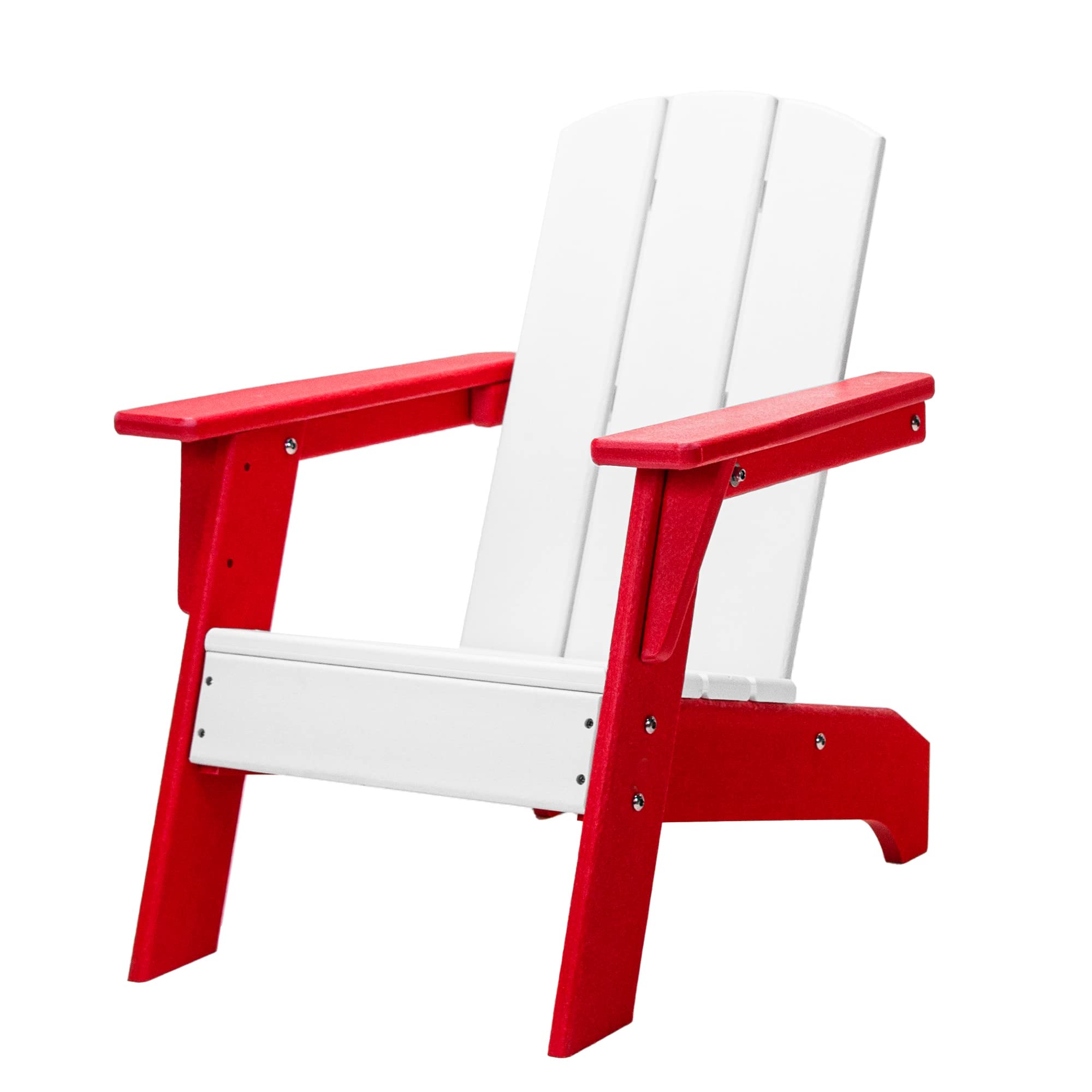 Kids Adirondack Chair - All-Weather Resistant Indoor/Outdoor Children's Furniture for Patio, Backyard, Garden - Perfect for Kids & Pets (White & Red)
