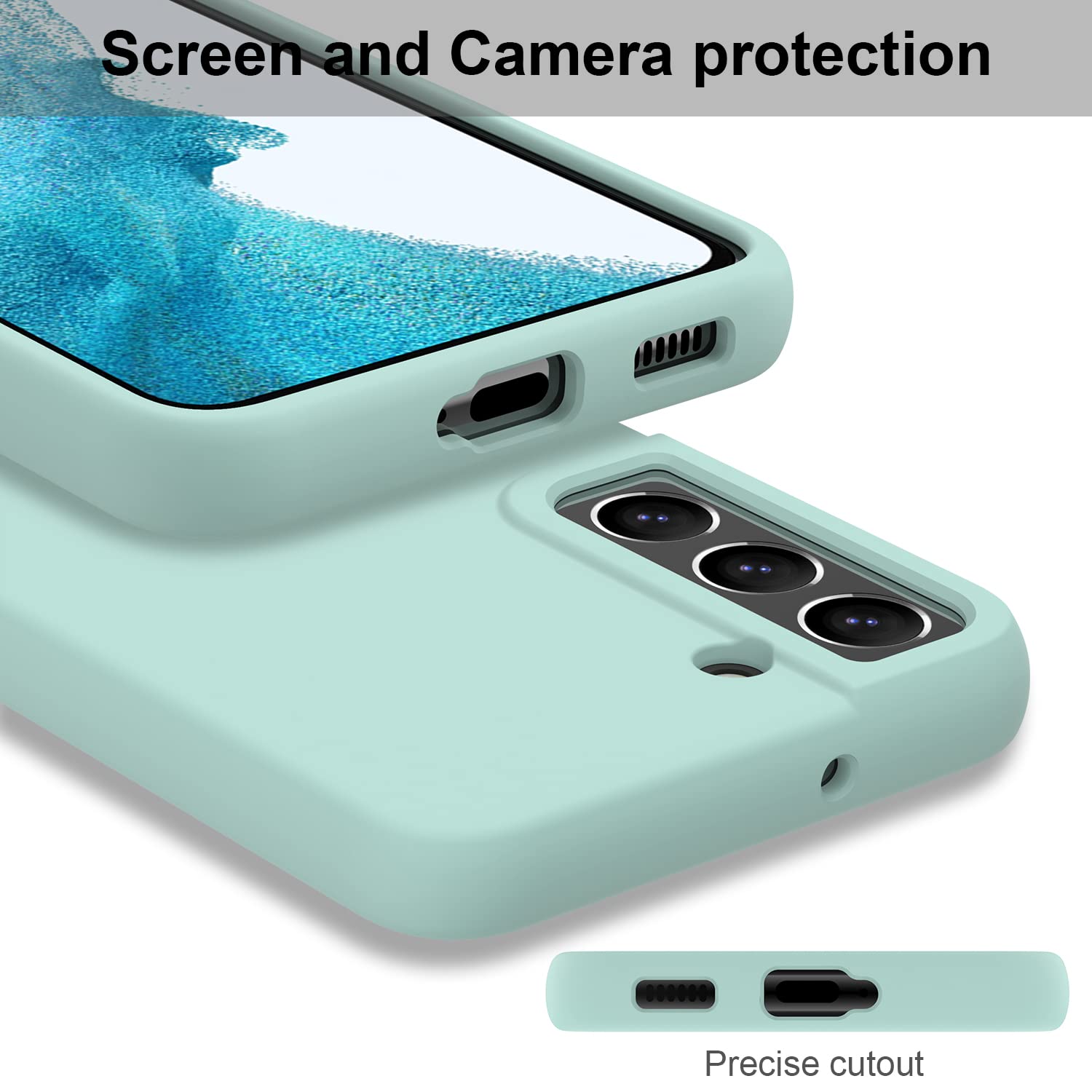 DEENAKIN Samsung Galaxy S22 Case - Soft Flexible Silicone Gel Cover with Shockproof Protection | Slim Fit Full Body Bumper Case for Samsung Galaxy S22 (Light Blue) | Perfect for Everyday Use, Travel & Outdoor Activities