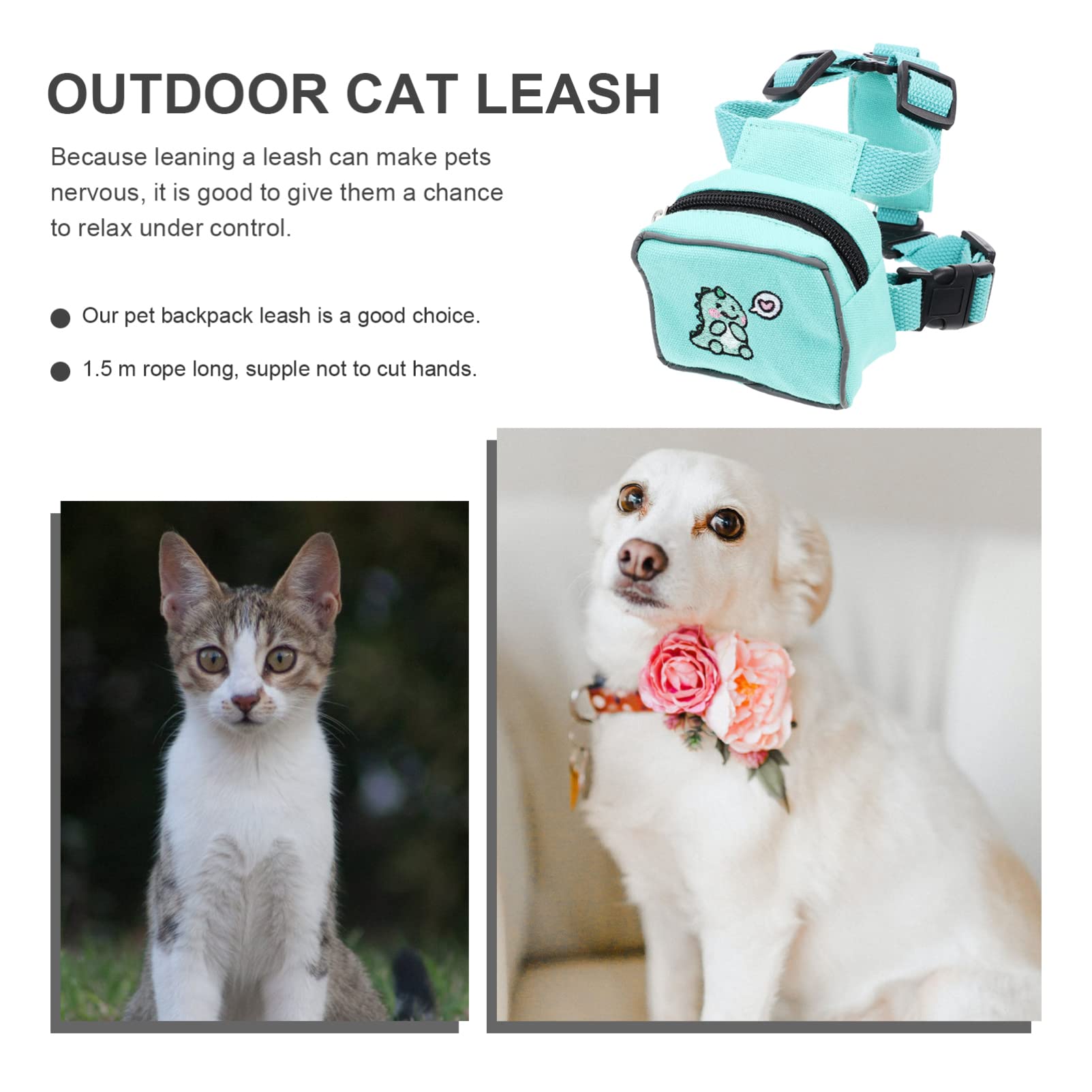 Mipcase Pet Backpack Carrier for Small Dogs - Adjustable Dog Leash Backpack Harness with Traction Rope, Puppy Saddle Bag & Break Suspenders - Durable Polyester Travel Backpack for Hiking, Walking & Outdoor Adventures
