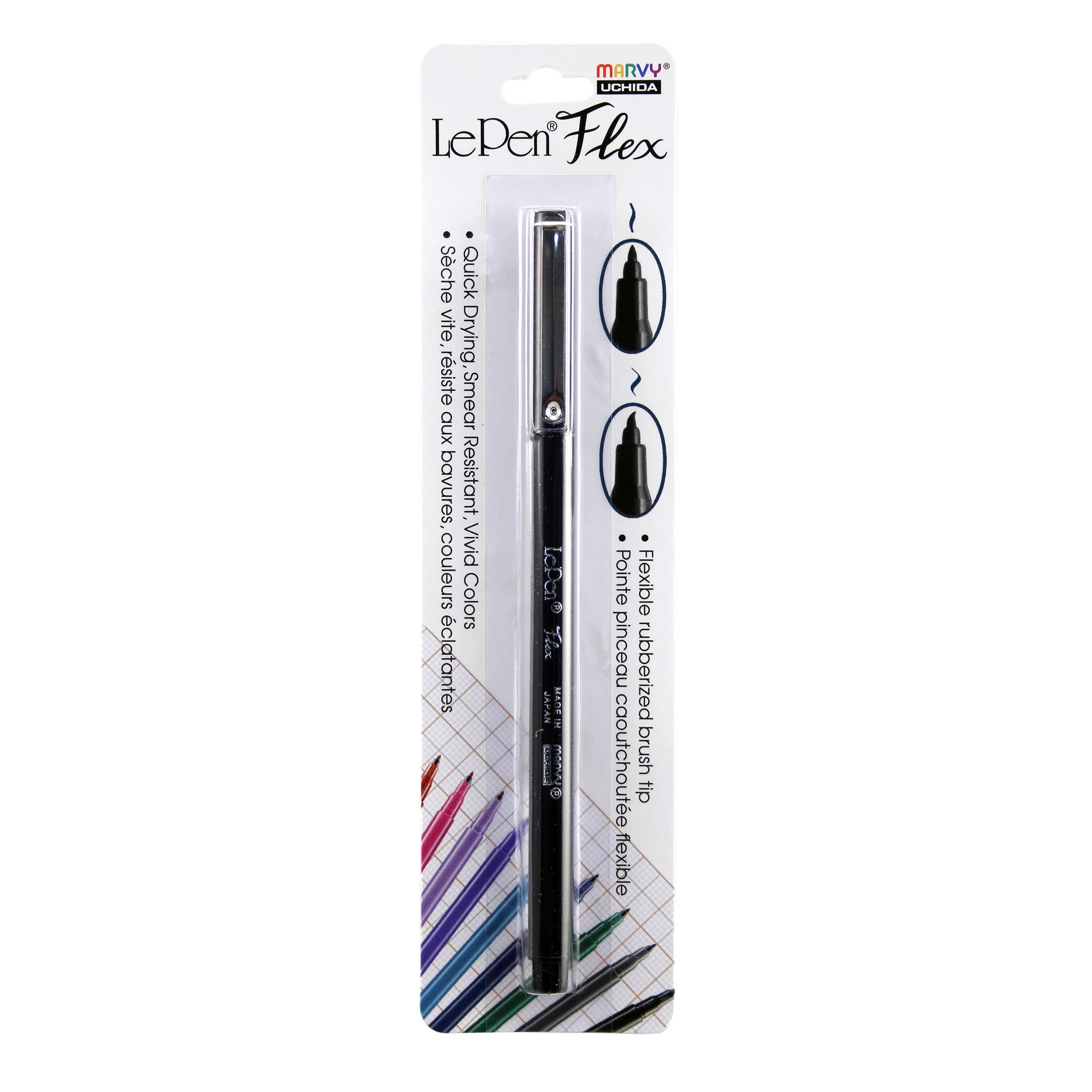 Uchida of America Le Pen Flex Fine Point Black Ink Pen - Premium Writing Tool for Journaling, Note Taking & Office Use