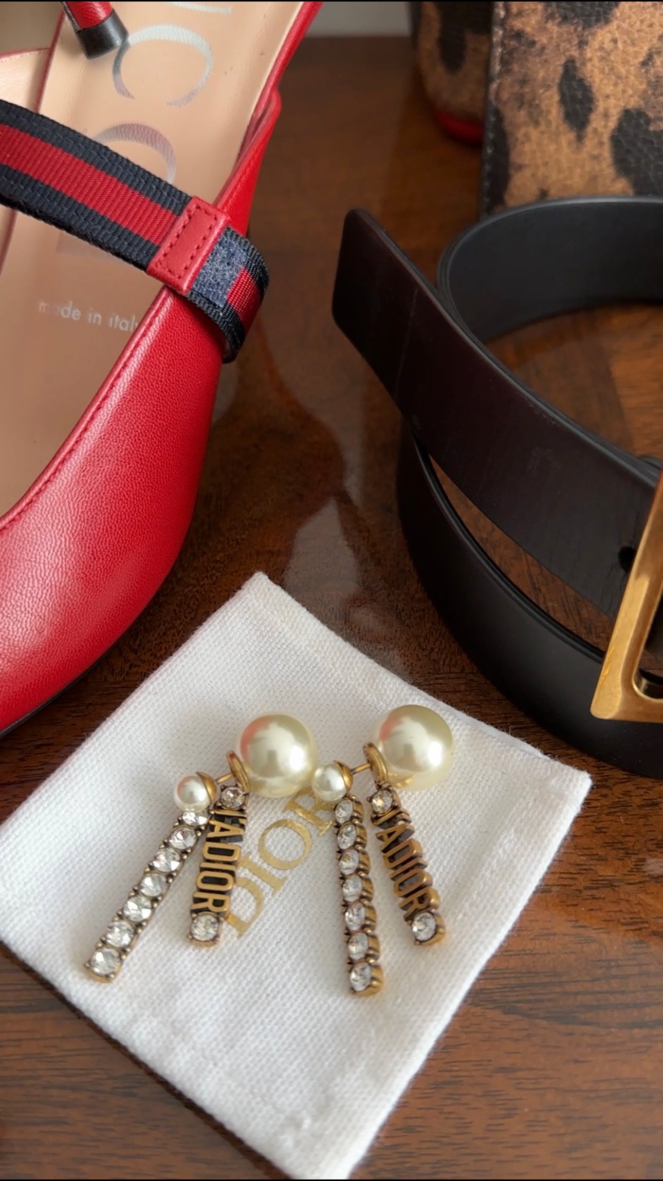 Dior J'Adior Crystal Logo Faux Pearl Tribales Earrings - Elegant Fashion Jewelry for Women, Perfect for Parties, Weddings & Special Occasions