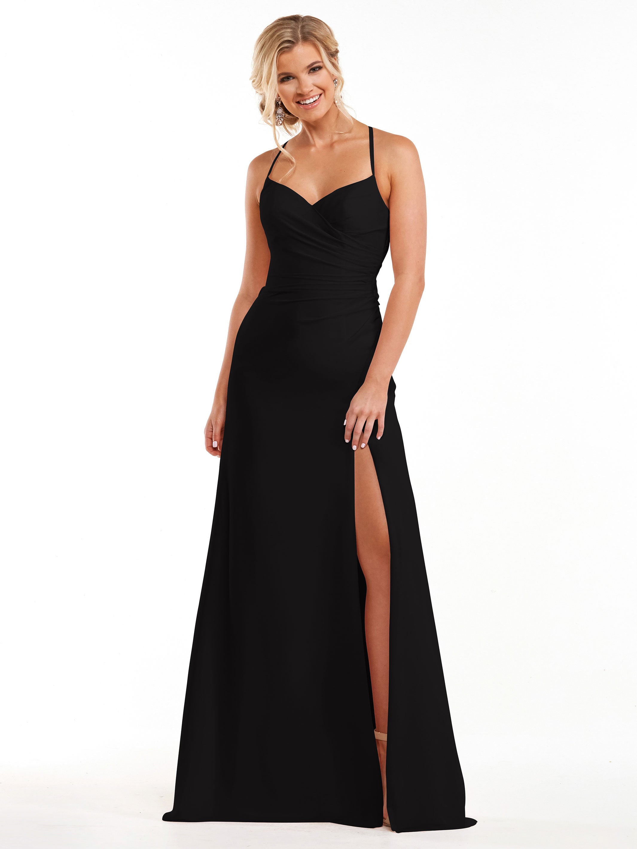 Elegant A-Line Chiffon Bridesmaid Dress with High Slit - 80167 | Flowy Wedding Party Gown for Formal Events & Special Occasions