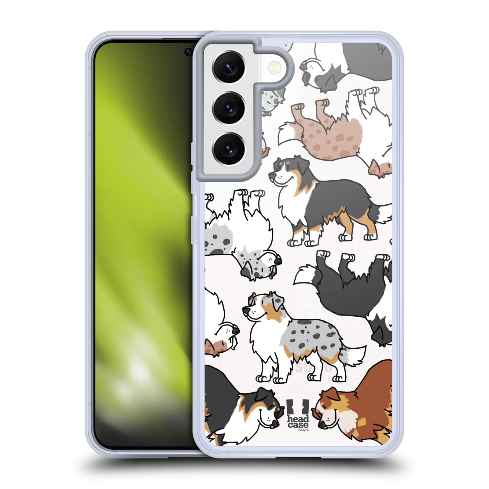 Head Case Designs Australian Shepherd Dog Breed Patterns 3 Soft Gel Case for Samsung Galaxy S22 5G - Perfect for Pet Lovers and Daily Protection