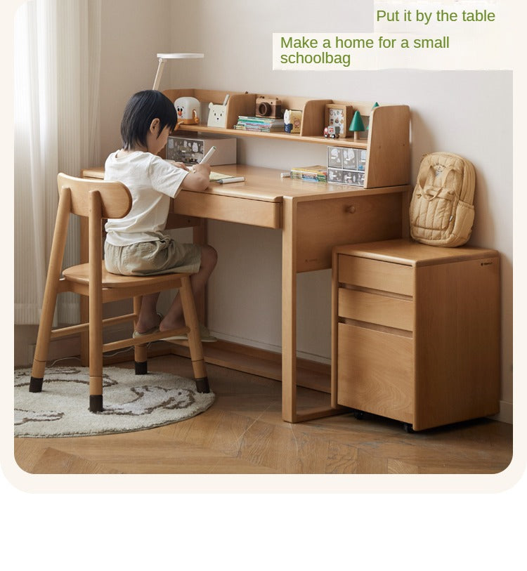 Premium Beech & Oak Solid Wood Kids Study Desk - Ergonomic Children's Writing Table for Homework & Crafts - Perfect for Bedroom, Homeschool & Montessori Learning