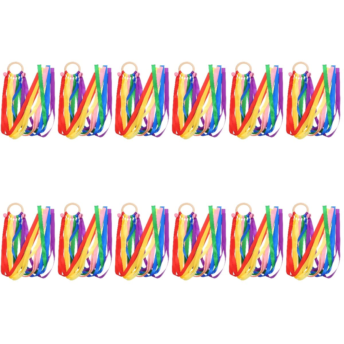 PRETYZOOM 12 Pack Rainbow Ribbon Streamer Toys for Kids - Colorful Early Learning & Educational Dance Toys for Toddlers - Perfect for Birthday Parties, Dance Performances & Preschool Activities