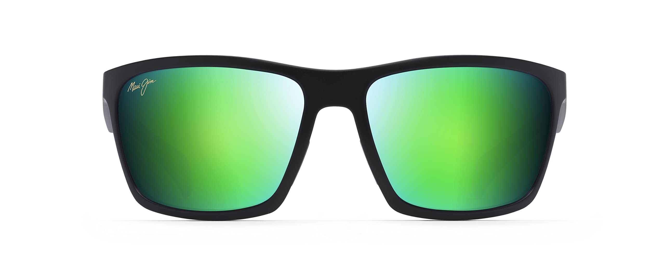 Maui Jim Men's Makoa Polarized Wrap Sunglasses - Matte Black/MAUIGreen® - UV Protection & Anti-Glare - Medium Fit - Perfect for Driving, Fishing & Outdoor Activities