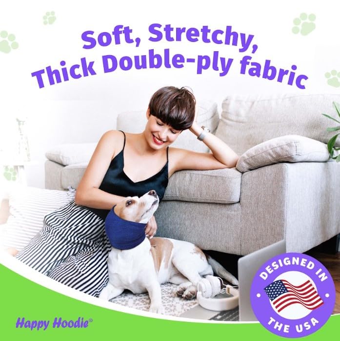 Happy Hoodie The Original Calming Band for Dogs & Cats - Anxiety Relief & Noise Canceling for Fireworks, Thunderstorms, Grooming - Dog Calming Aid Since 2008 (X-Large, Blue) - Perfect for Vet Visits, Travel & Stressful Situations