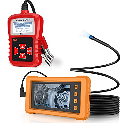 KZYEE KS21 12V CCA Auto Battery Load Tester & KZ2000 16.5FT Industrial Endoscope - 1080P HD Waterproof Borescope for Car Maintenance, HVAC Inspection, and Plumbing Repair