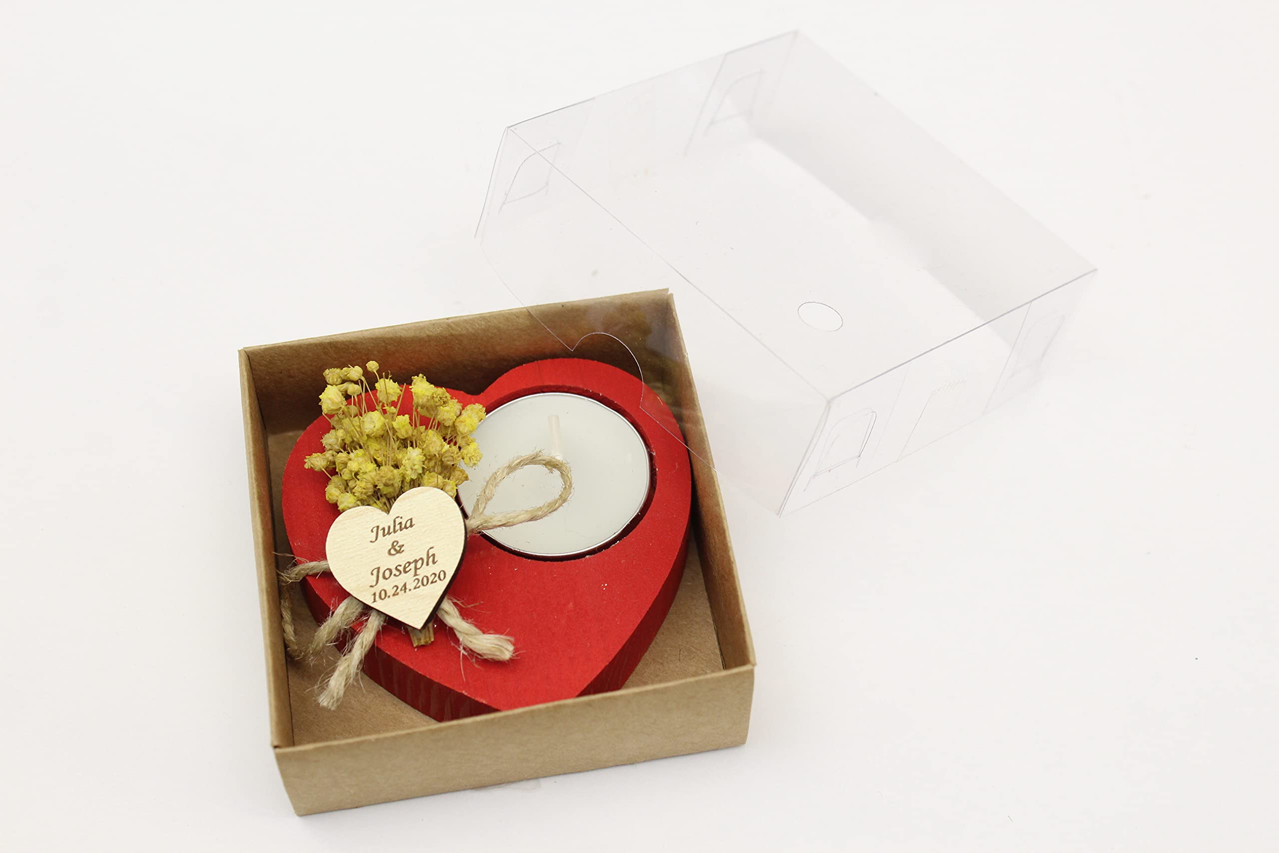 Personalized Heart Shaped Candle Holders - Romantic Wedding Favors, Bridal Shower Gifts, Funeral Memorial Candles & Guest Gifts - Elegant Tealight Holders for Home Decor, Wedding Centerpieces & Special Occasions