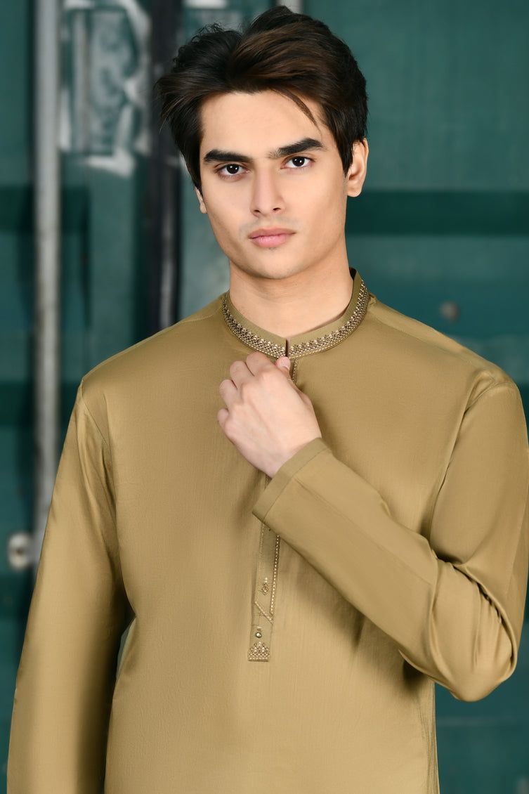 Premium Cotton Light Brown Kurta for Men - J. Junaid Jamshed | Comfortable & Stylish Traditional Pakistani Wear for Casual Outings & Festive Occasions