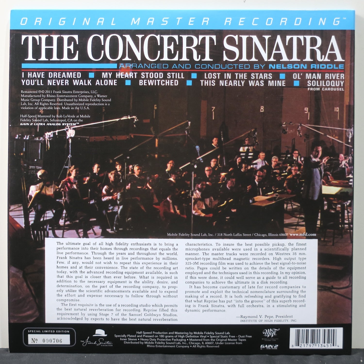 Frank Sinatra 'The Concert Sinatra' Mobile Fidelity 180g Vinyl LP | Limited Edition Audiophile Record | Perfect for Jazz Lovers & Vinyl Collectors | Home Entertainment & Gift Idea
