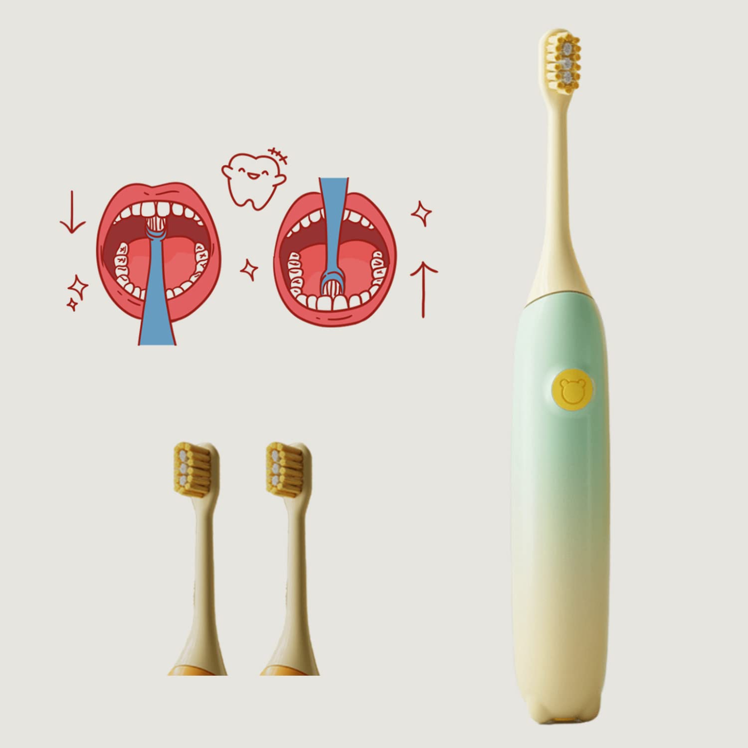 Kids Electric Sonic Toothbrush with 2-Minute Timer - Rechargeable USB-C Fast Charging Toothbrush for Children & Teens (Green) - Perfect for Daily Oral Care & Travel