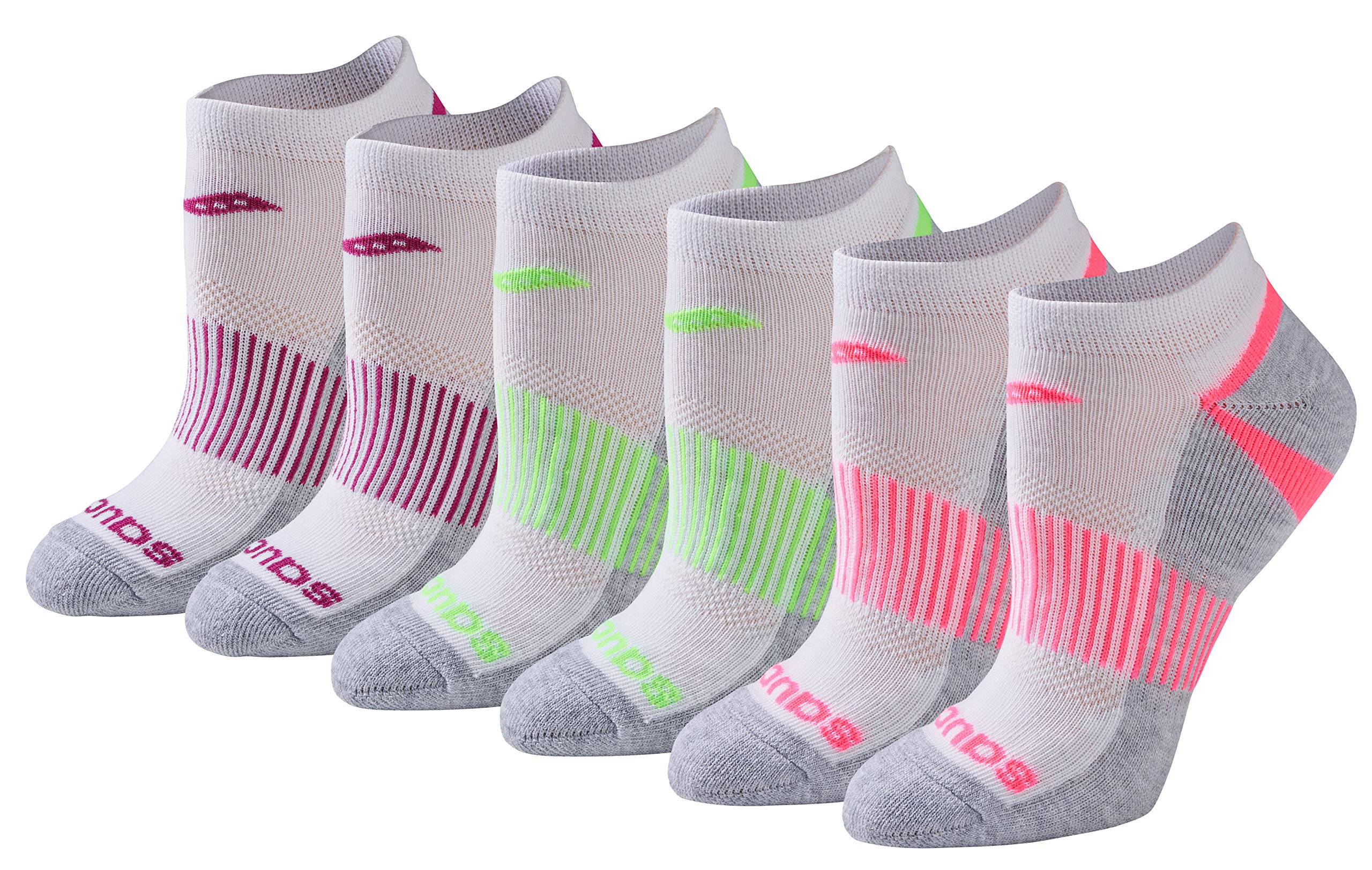 Saucony Women's RunDry Performance Selective Cushion Running Socks - 3 Pack (Black/White/Gray) for Marathon, Jogging & Workout - Moisture Wicking & Breathable Athletic Socks