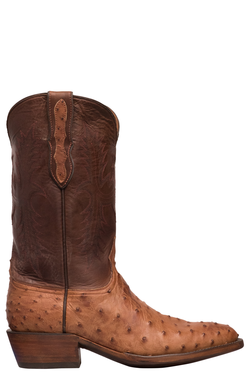 Premium Black Jack Burnished Full Quill Ostrich Cowboy Boots in Cigar Brown - Handcrafted Western Boots for Men, Rodeo, Country Dancing & Outdoor Adventures