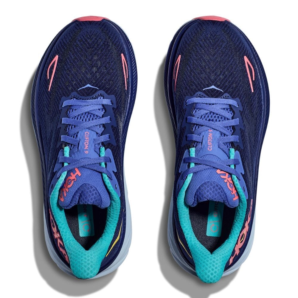 Hoka Women's Clifton 9 Wide Running Shoes - Lightweight Cushioned Sneakers for Road Running, Jogging & Walking - Comfortable Athletic Shoes for Women with Arch Support
