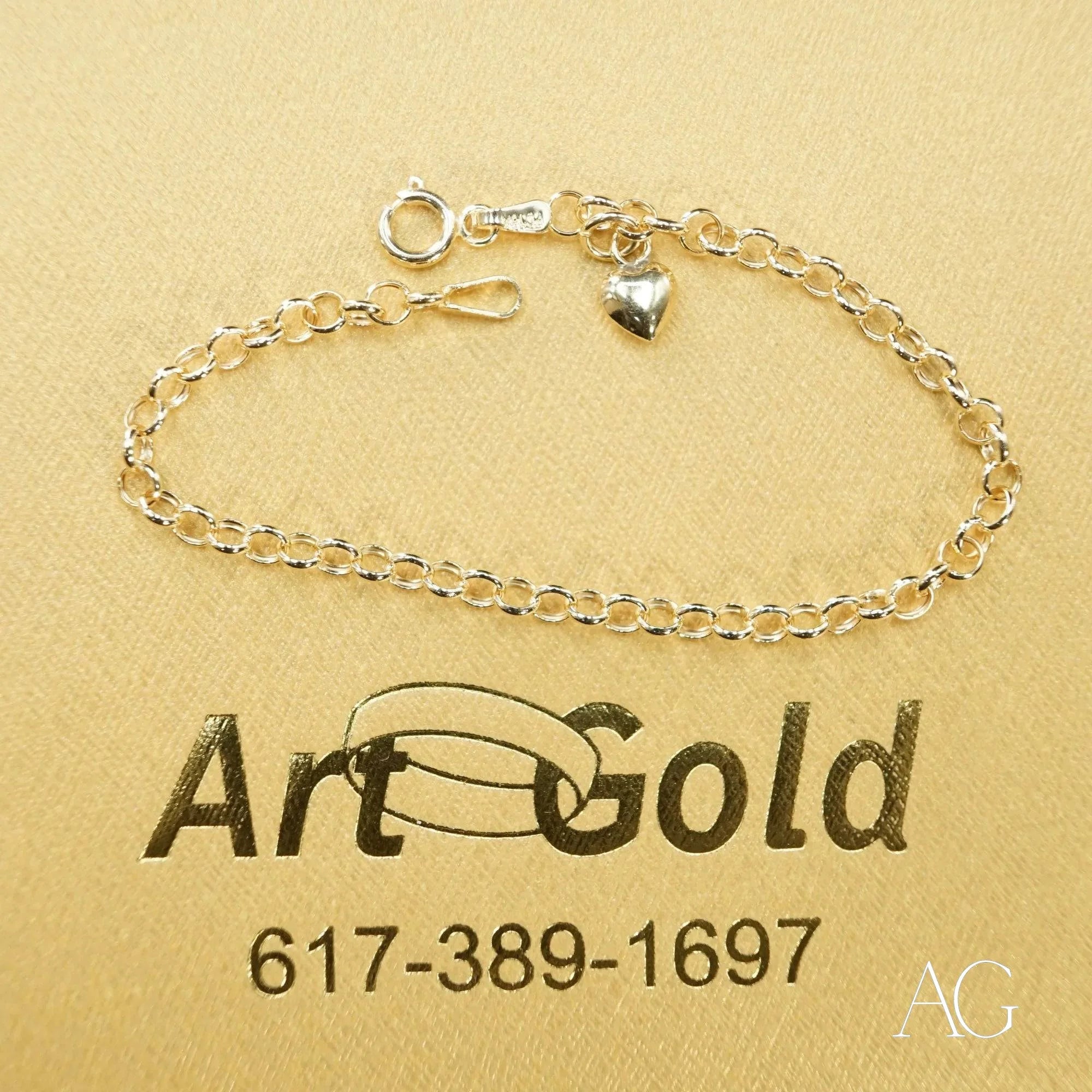 18k Gold Heart Bracelet for Kids - Timeless & Elegant Jewelry Gift for Girls - Perfect for Birthdays, Holidays & Special Occasions