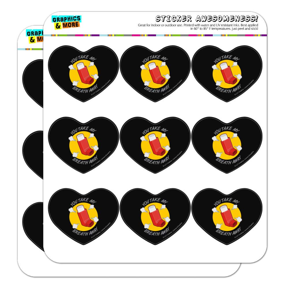 Funny Asthma Inhaler Sticker - 'You Take My Breath Away' Humorous Heart Shaped Planner Decals for Scrapbooking & Journaling | Perfect for DIY Crafts, Bullet Journals, and Gift Decorations
