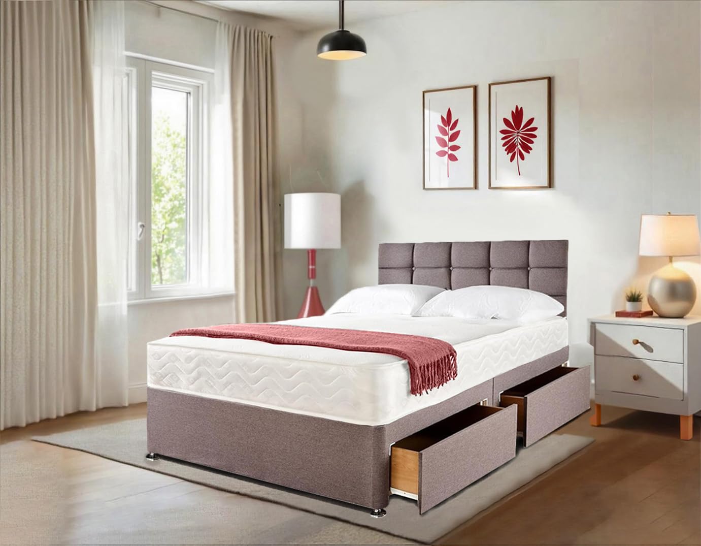 Grey Double Divan Bed with 20