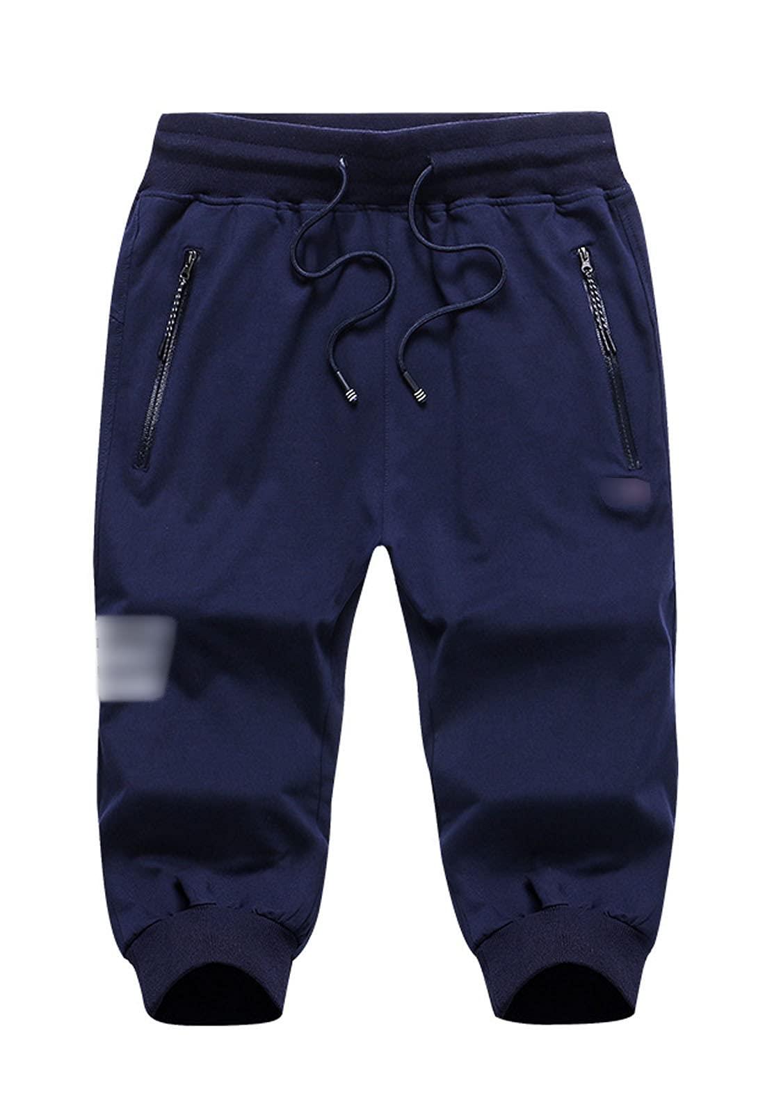 Flygo Men's 3/4 Length Sweat Shorts - Cotton Workout & Running Jogger Pants for Bodybuilding, Gym, and Casual Wear | Below Knee Capri Style for Men's Active Lifestyle