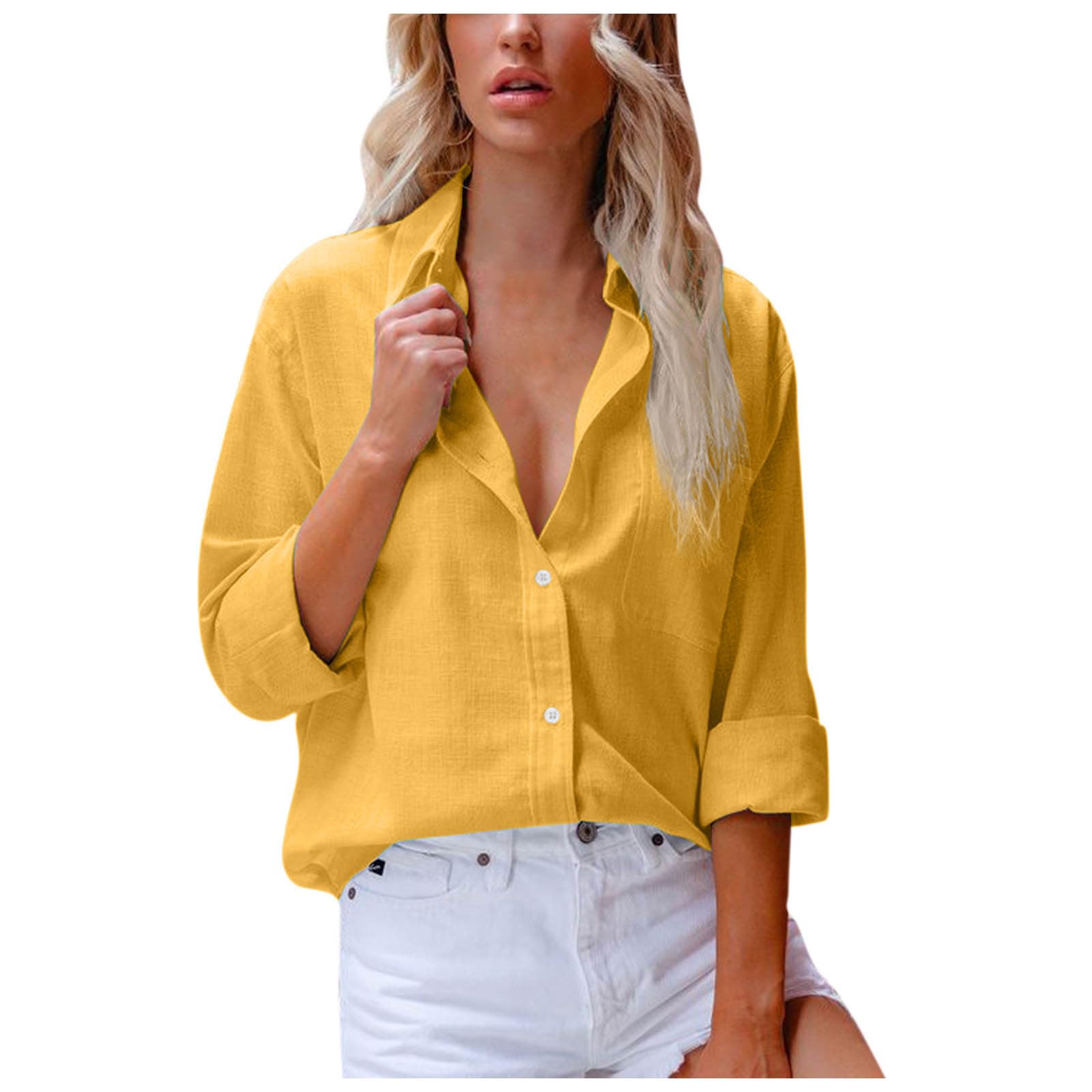Women's Button Down Shirts Long Sleeve Blouse - Loose Fit Comfortable Work Tops & Trendy Casual Tee Shirts for Office, Business, Dating & Everyday Wear
