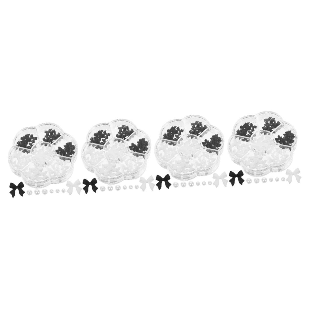 FRCOLOR 4 Boxes 3D Nail Art Decorations Kit - Rhinestone Charms, Pearls & Plastic Beads for Manicure | DIY Nail Embellishments for Girls, Women | Perfect for Parties, Weddings, Salons & Home Nail Art