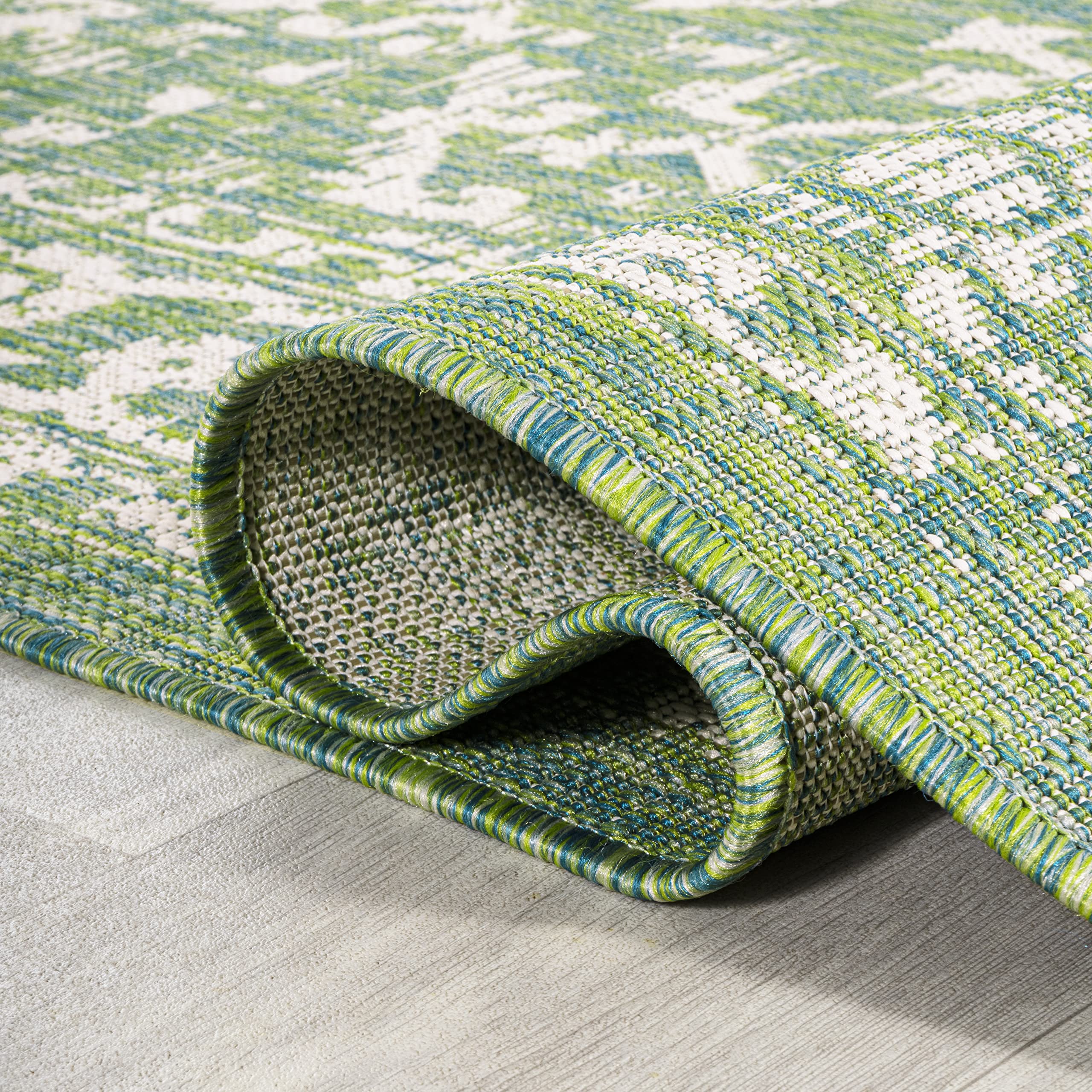 JONATHAN Y SMB104F-8 Malta Bohemian Medallion Textured Weave Indoor Outdoor Area Rug - 8'x10' Cream/Green - Coastal Traditional Transitional Design - Easy Cleaning & Non-Shedding - Perfect for Bedroom, Kitchen, Backyard, Patio & Living Room Decor