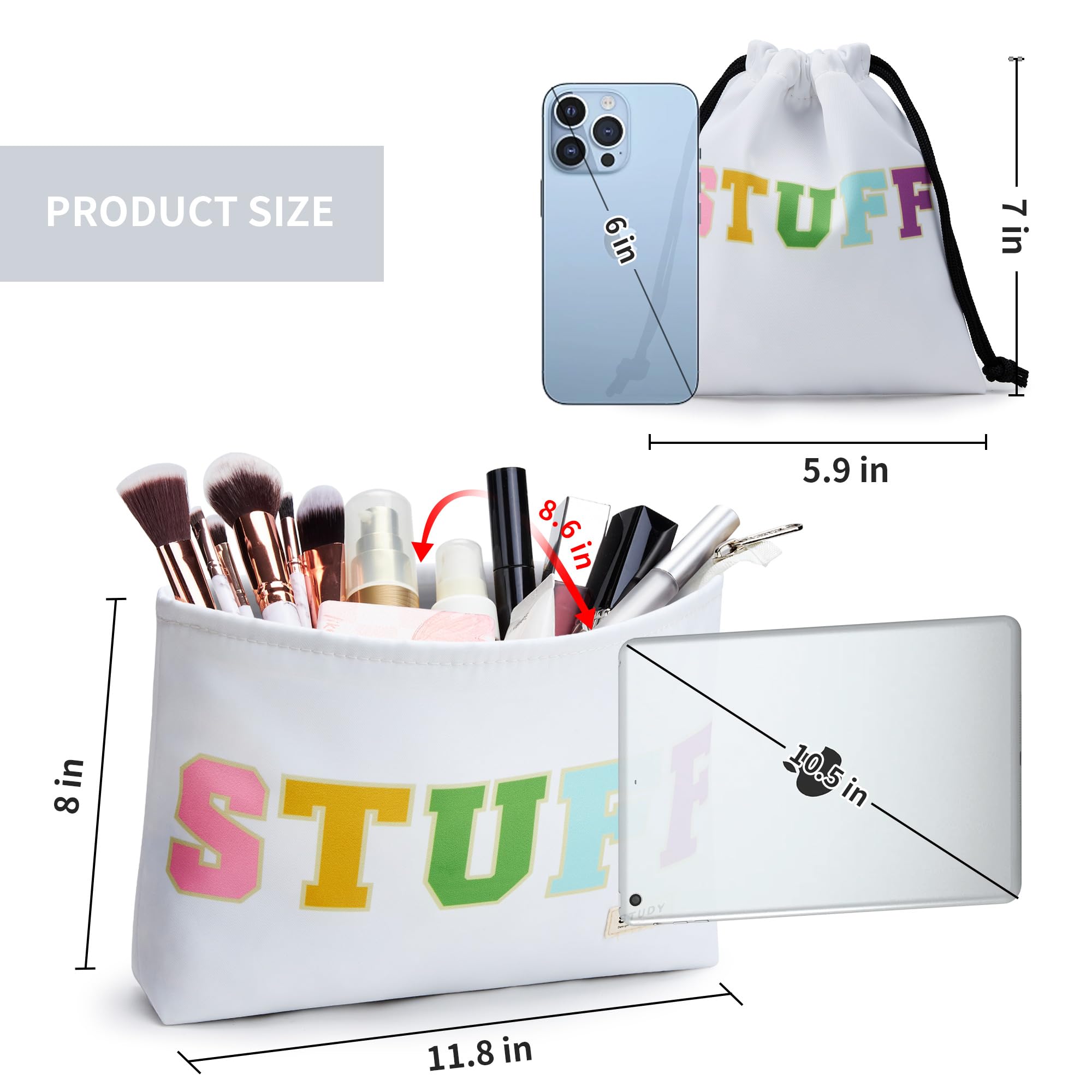 2-Pack Waterproof Nylon Travel Makeup Bags for Women - Large Cosmetic Organizer with Wide Zipper, Toiletry Pouch & Coin Purse - Perfect for Vacation, Gym, Daily Essentials & On-the-Go Beauty Storage