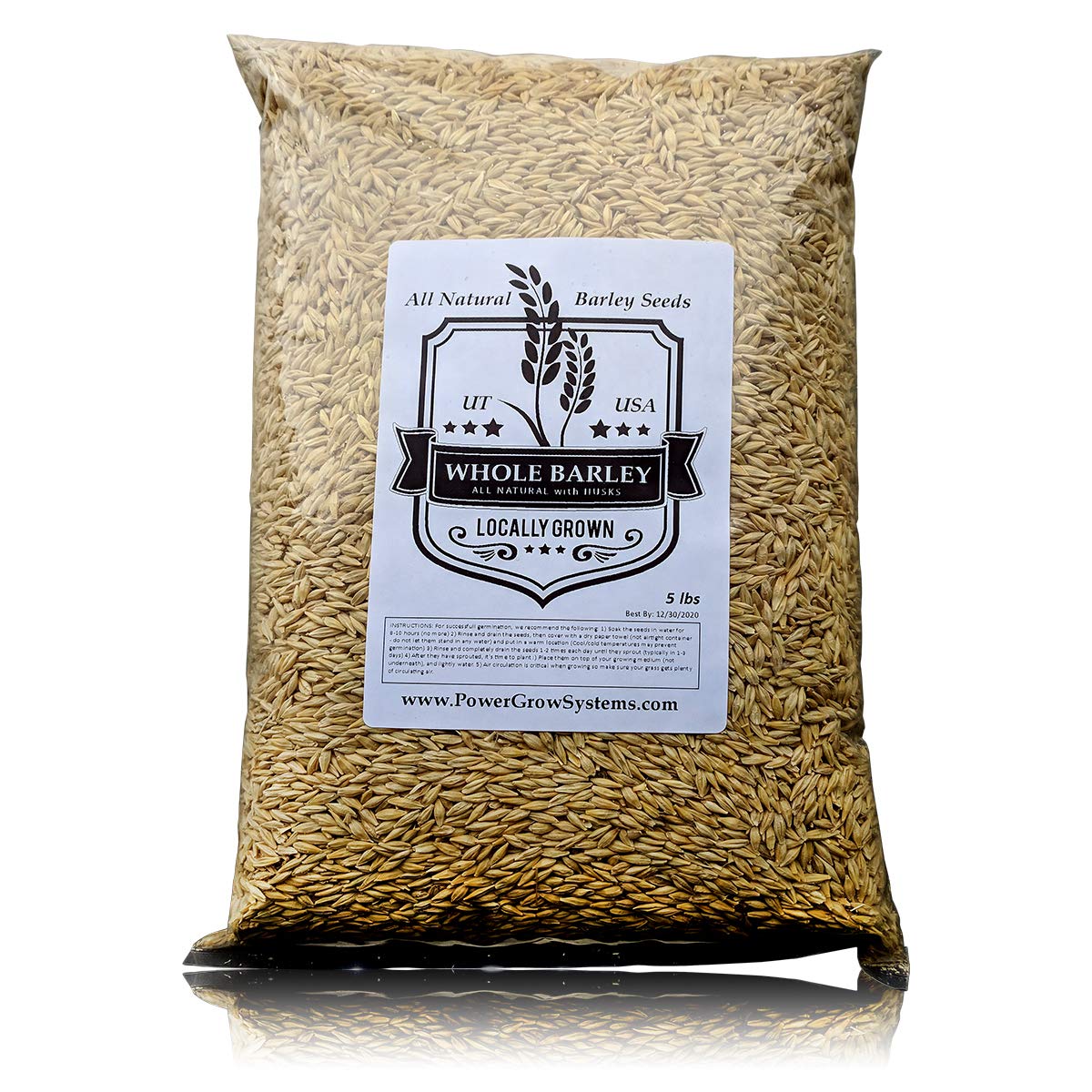 Organic Barley Seeds - 5 lbs Whole Grain for Juicing, Brewing Beer, Malt Making | Healthy Superfood for Smoothies, Baking & Home Brewing