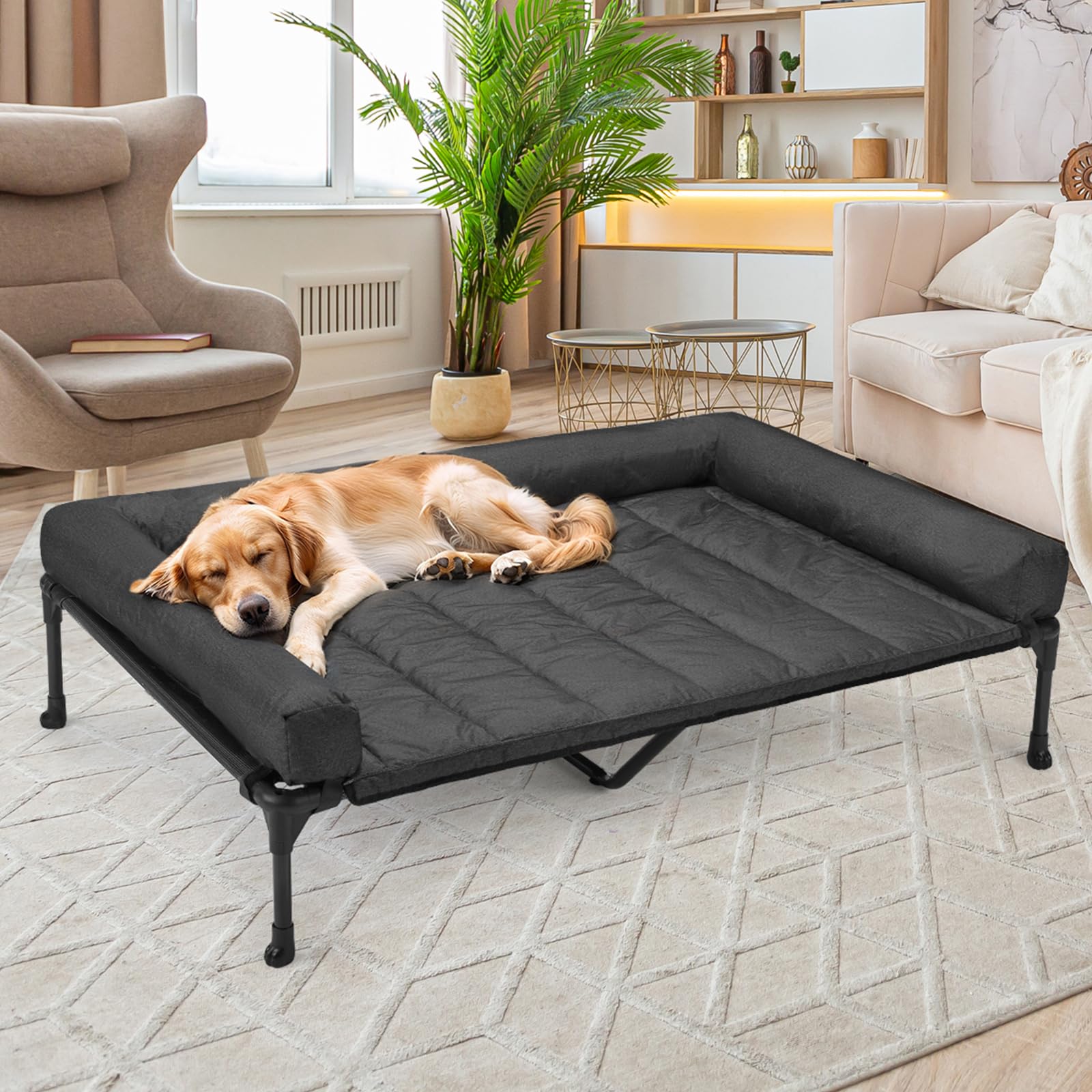 **Veehoo Elevated Cooling Dog Bed with Removable Waterproof Pillow-Top Mat - Breathable Mesh, No-Slip Feet - XXLarge Black CWC2331B for Indoor & Outdoor Use - Perfect for Hot Weather, Patio, and Travel**