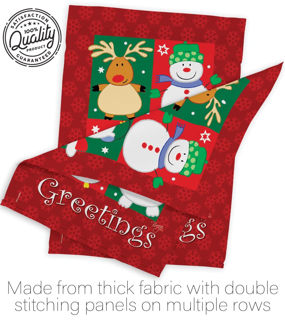Winter Christmas Decorative Flag Set w/Flagpole - Breeze Decor FK114063-BO for Holiday Home & Garden Decor