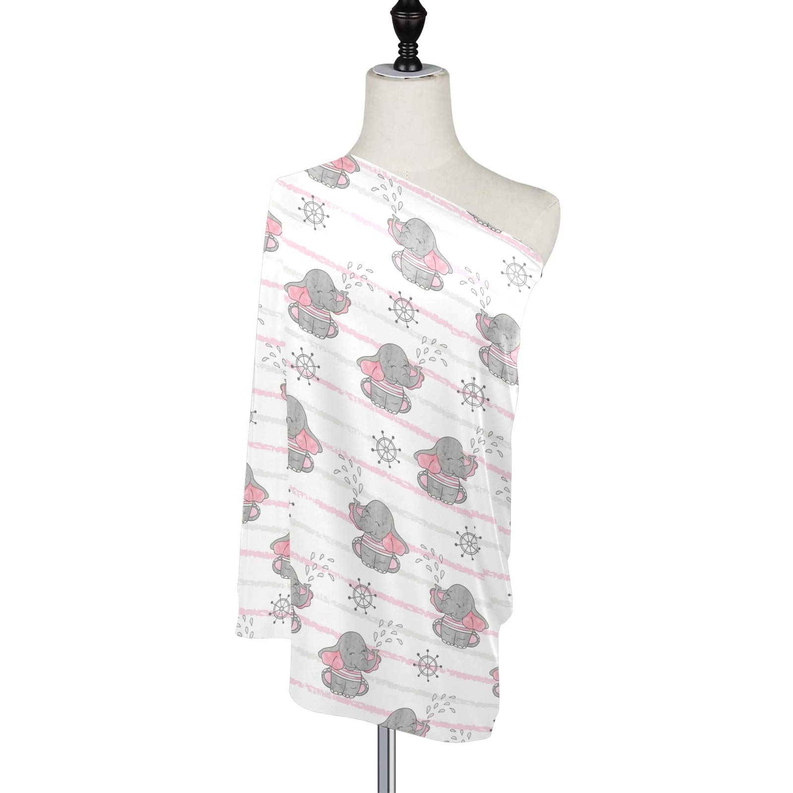 Stretchy Baby Car Seat Cover for Boys & Girls - Soft Elephant Print Infant Car Canopy & Nursing Cover - Perfect for Breastfeeding, Stroller & Shopping Trips