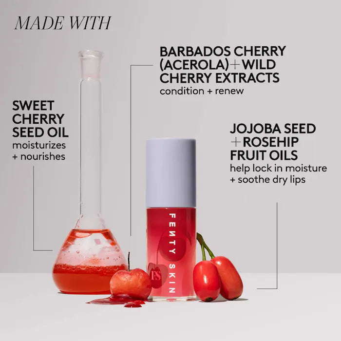 Fenty Beauty Treatz Hydrating & Strengthening Lip Oil - Moisturizing Gloss for Dry, Chapped Lips | Perfect for Daily Hydration & Nighttime Lip Care