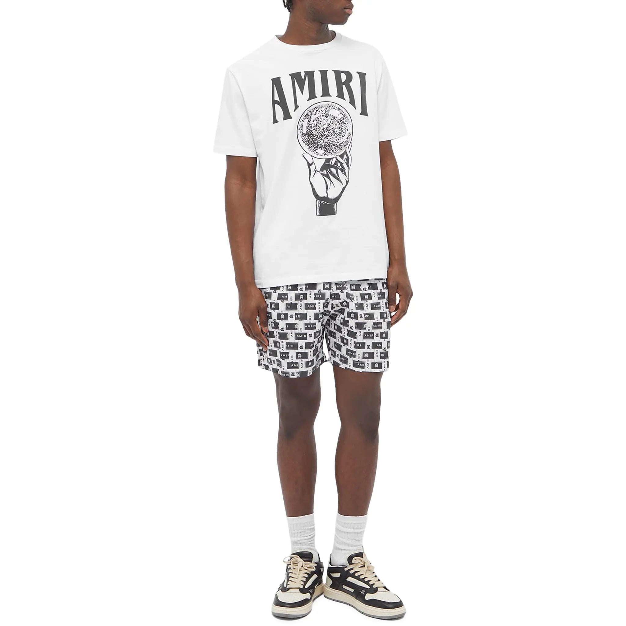 Amiri Interweave Black White Swim Shorts for Men - Quick Dry Beach Swimwear with Comfortable Fit - Perfect for Pool, Vacation & Summer Activities